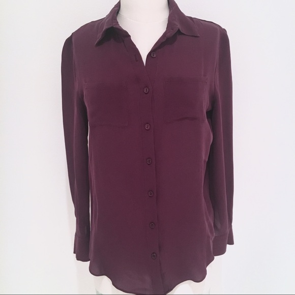 Parker Button Down w/Open back - Plum - Picture 2 of 5